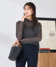 K2KTD06029 a.v.v(アー・ヴェ・ヴェ) シアーウェーブハイネックカットソー ダークグレー