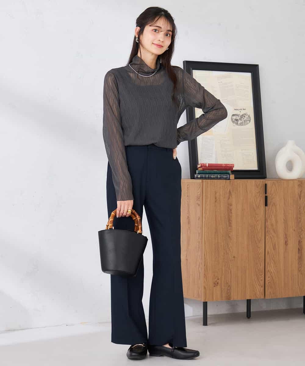 K2KTD06029 a.v.v(アー・ヴェ・ヴェ) シアーウェーブハイネックカットソー アイボリー