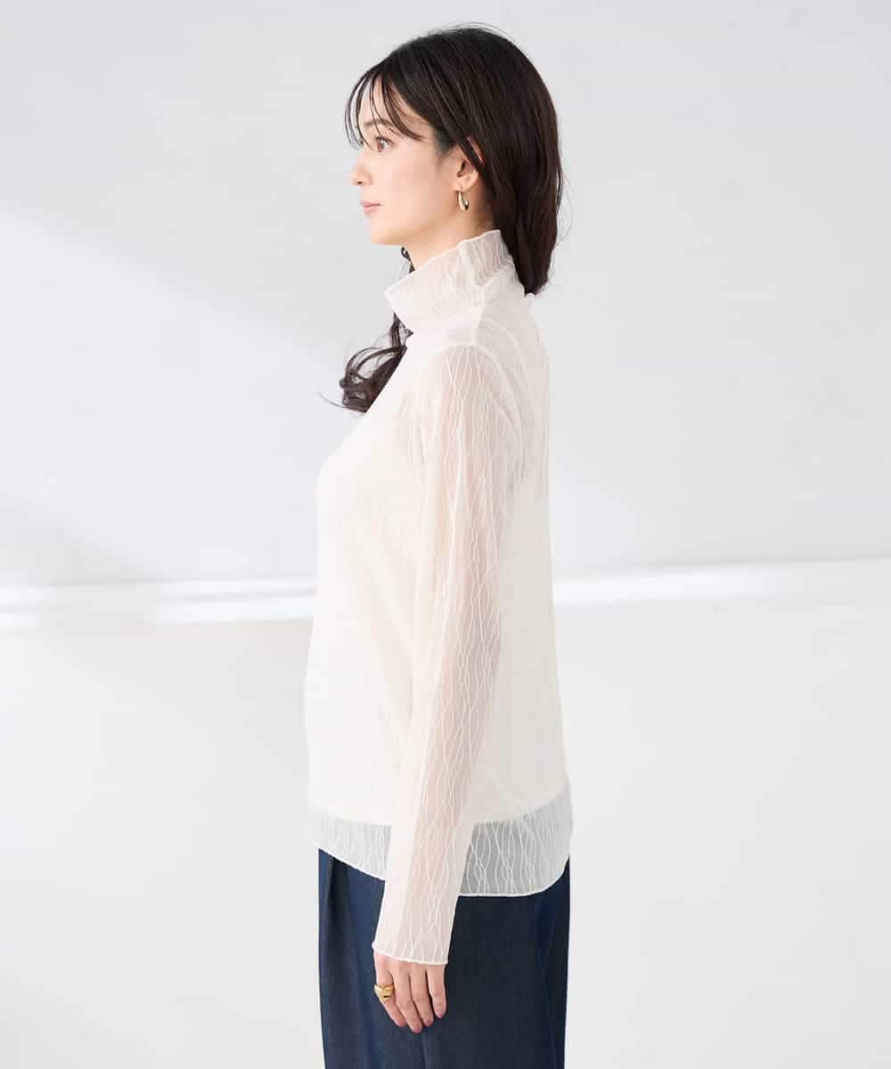 K2KTD06029 a.v.v(アー・ヴェ・ヴェ) シアーウェーブハイネックカットソー アイボリー