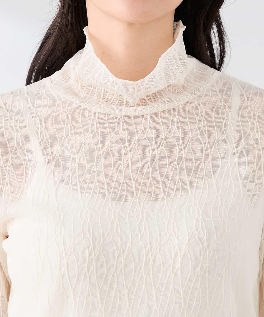 K2KTD06029 a.v.v(アー・ヴェ・ヴェ) シアーウェーブハイネックカットソー アイボリー