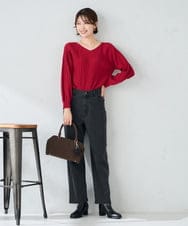 K2LAD04059 a.v.v(アー・ヴェ・ヴェ) ストレッチデニムストレートパンツ ブルー