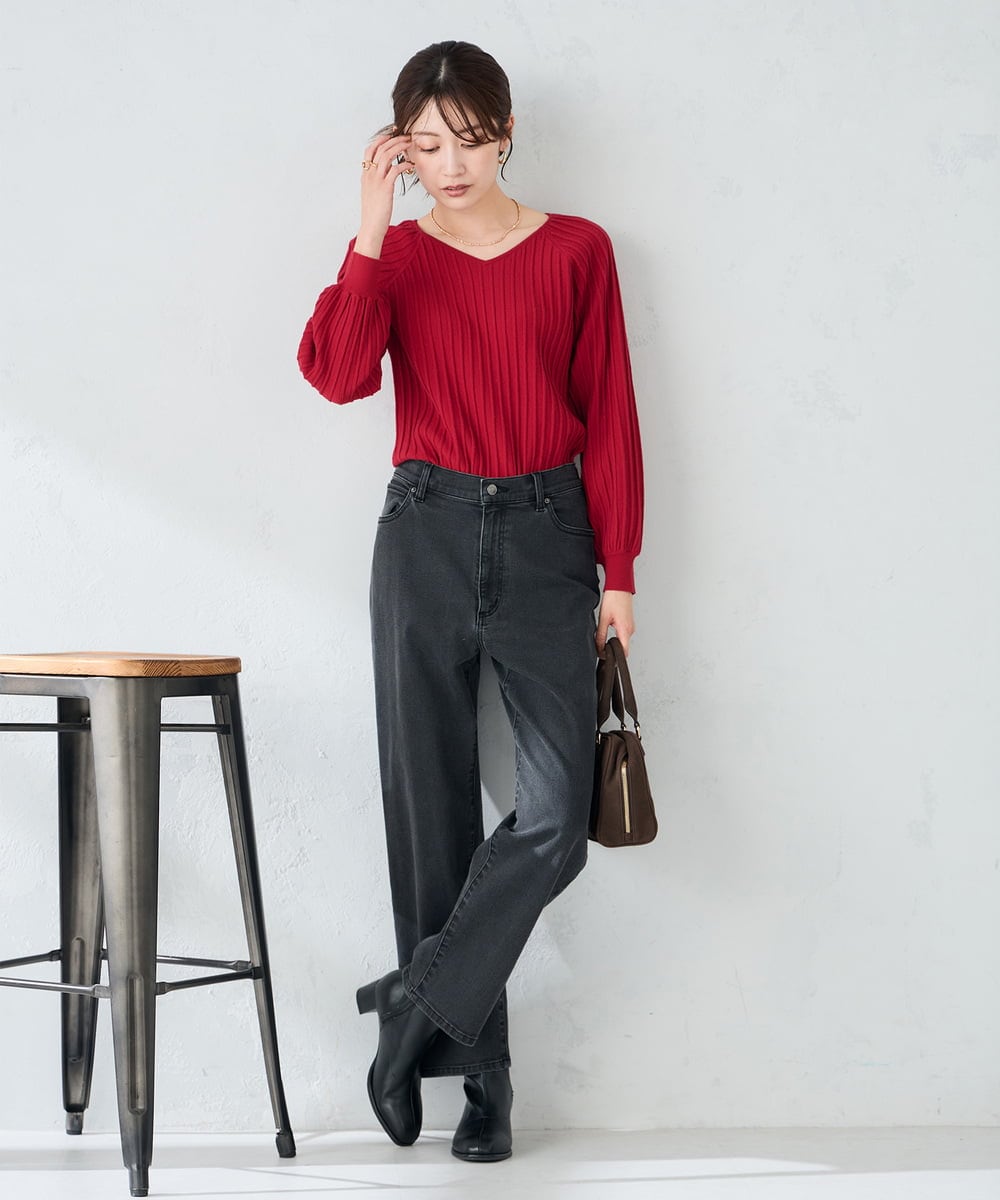 K2LAD04059 a.v.v(アー・ヴェ・ヴェ) ストレッチデニムストレートパンツ ブルー