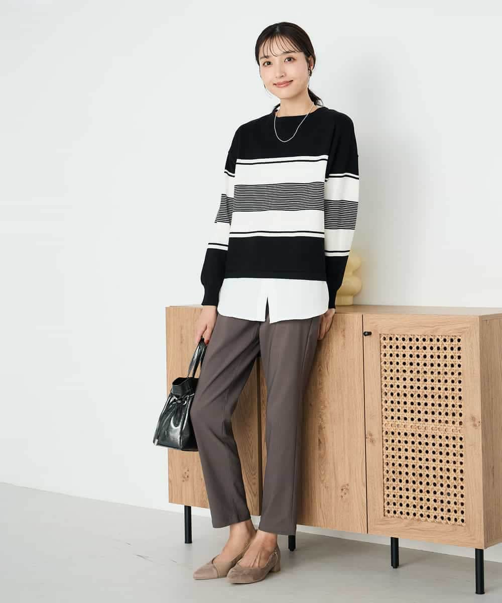 K2LAD11049 a.v.v(アー・ヴェ・ヴェ) 裏起毛ハイパーストレッチスリムパンツ ブラック