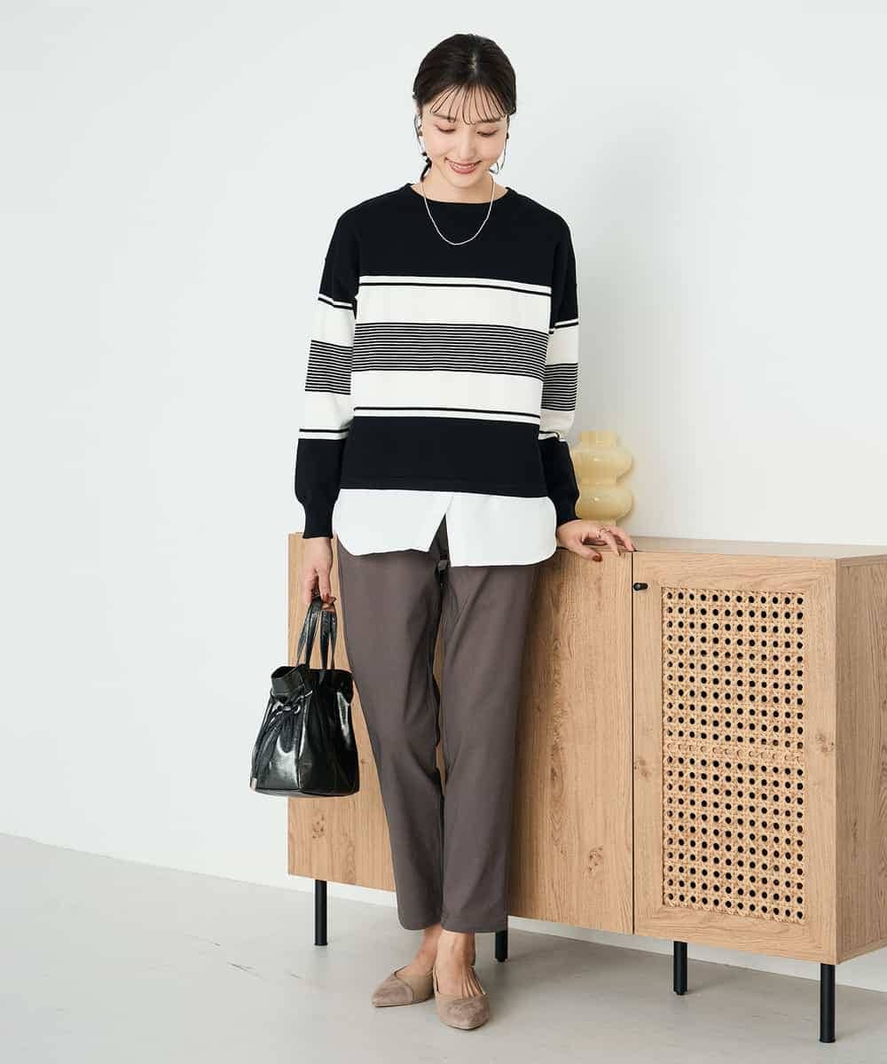 K2LAD11049 a.v.v(アー・ヴェ・ヴェ) 裏起毛ハイパーストレッチスリムパンツ ブラック