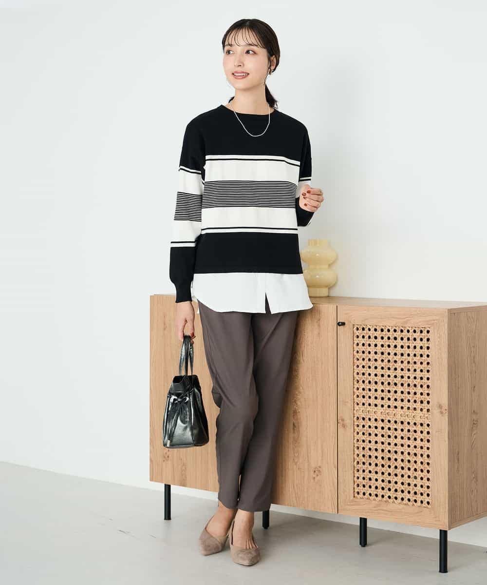 K2LAD11049 a.v.v(アー・ヴェ・ヴェ) 裏起毛ハイパーストレッチスリムパンツ ブラック