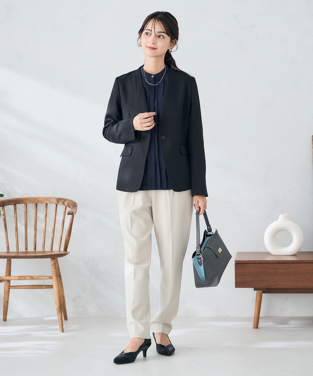 K2LAD14049 a.v.v(アー・ヴェ・ヴェ) 【イージーケア/洗える/ストレッチ】裏起毛美ラクるイージーテーパードパンツ ライトピンク