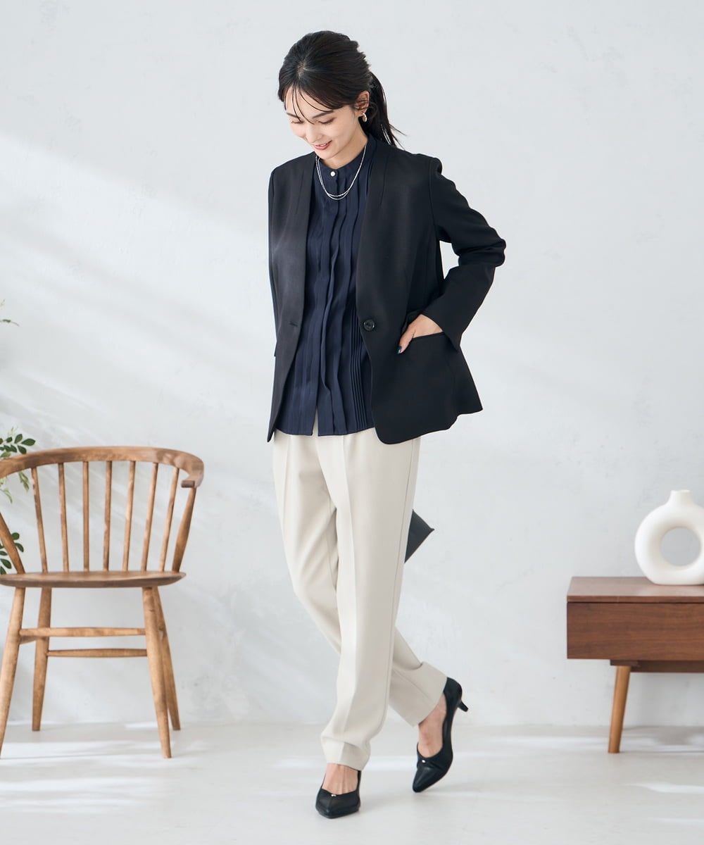 K2LAD14049 a.v.v(アー・ヴェ・ヴェ) 【イージーケア/洗える/ストレッチ】裏起毛美ラクるイージーテーパードパンツ ライトピンク