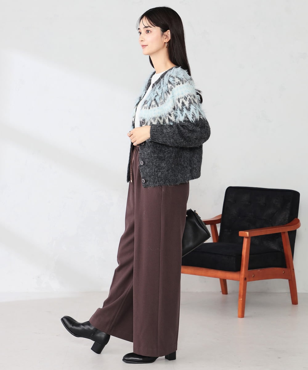 K2LAD15049 a.v.v(アー・ヴェ・ヴェ) 【イージーケア/洗える/ストレッチ】裏起毛美ラクるイージーワイドパンツ ピンク