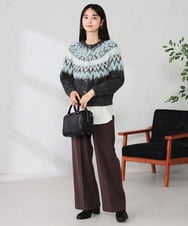 K2LAD15049 a.v.v(アー・ヴェ・ヴェ) 【イージーケア/洗える/ストレッチ】裏起毛美ラクるイージーワイドパンツ ピンク