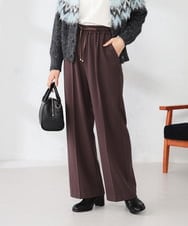 K2LAD15049 a.v.v(アー・ヴェ・ヴェ) 【イージーケア/洗える/ストレッチ】裏起毛美ラクるイージーワイドパンツ ブラウン