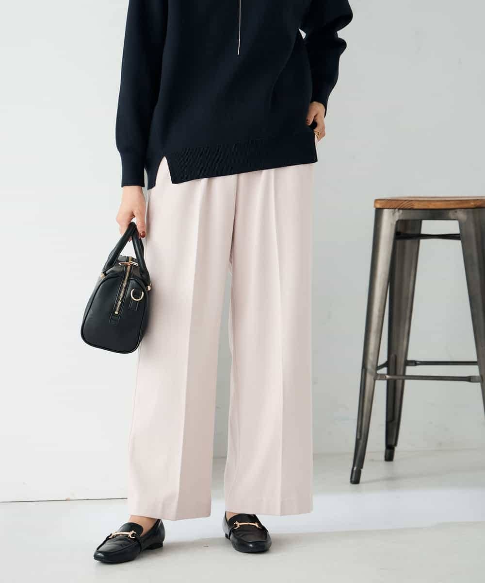 K2LAD15049 a.v.v 【イージーケア/洗える/ストレッチ】裏起毛美ラクるイージーワイドパンツ