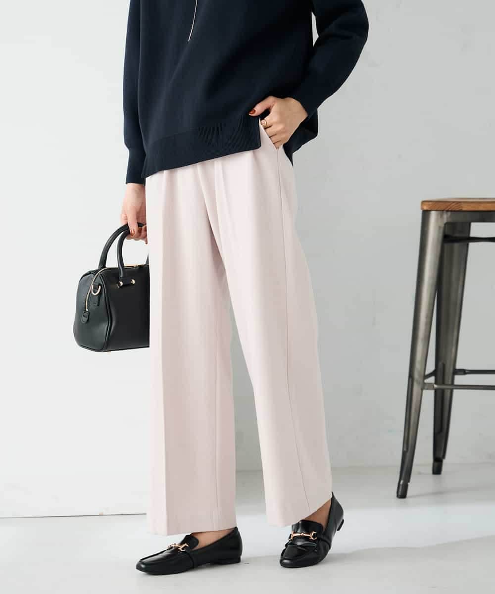 K2LAD15049 a.v.v(アー・ヴェ・ヴェ) 【イージーケア/洗える/ストレッチ】裏起毛美ラクるイージーワイドパンツ ピンク