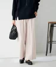K2LAD15049 a.v.v(アー・ヴェ・ヴェ) 【イージーケア/洗える/ストレッチ】裏起毛美ラクるイージーワイドパンツ ピンク
