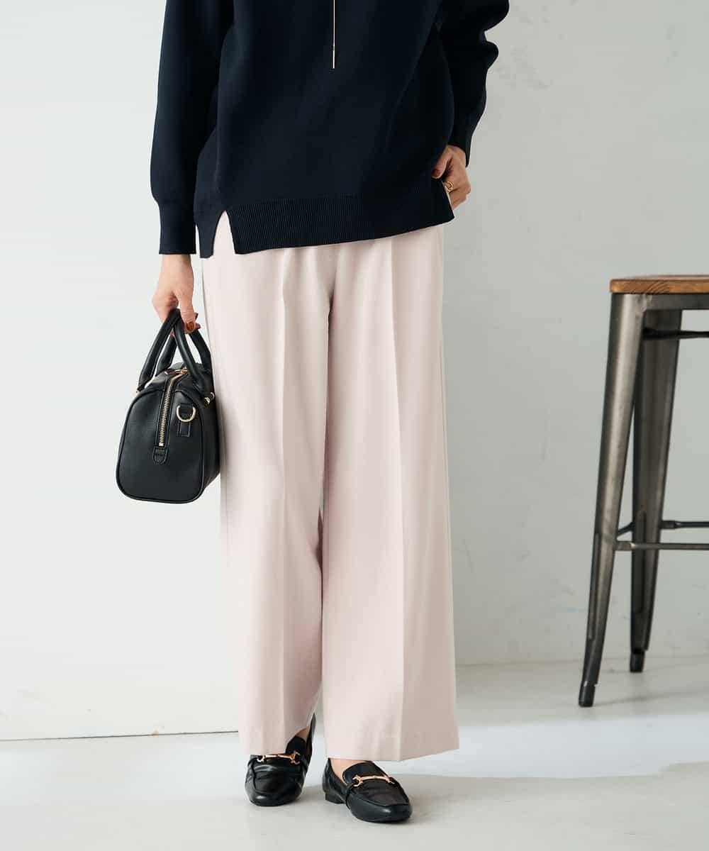 K2LAD15049 a.v.v(アー・ヴェ・ヴェ) 【イージーケア/洗える/ストレッチ】裏起毛美ラクるイージーワイドパンツ ピンク