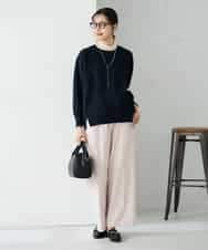 K2LAD15049 a.v.v(アー・ヴェ・ヴェ) 【イージーケア/洗える/ストレッチ】裏起毛美ラクるイージーワイドパンツ ピンク