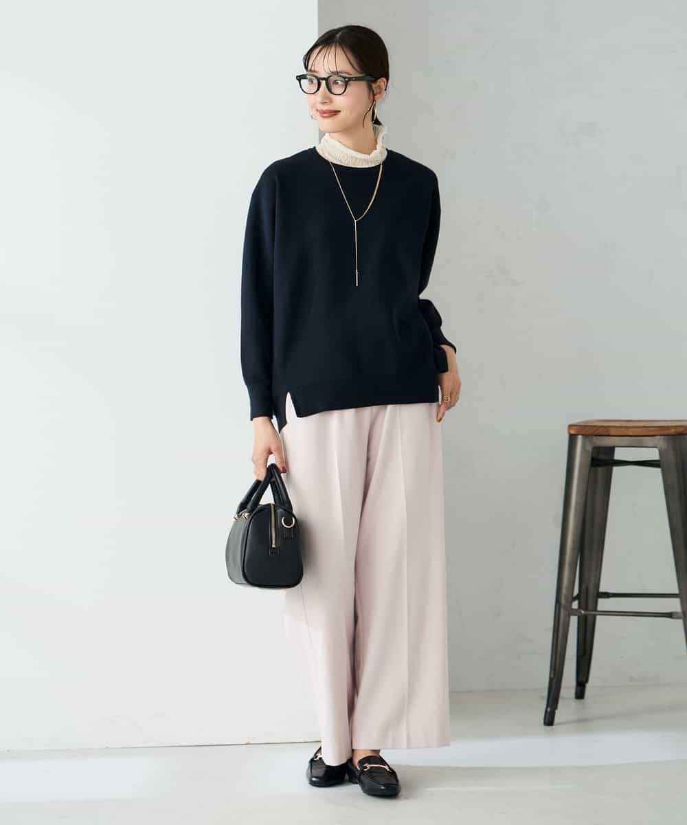 K2LAD15049 a.v.v(アー・ヴェ・ヴェ) 【イージーケア/洗える/ストレッチ】裏起毛美ラクるイージーワイドパンツ ピンク