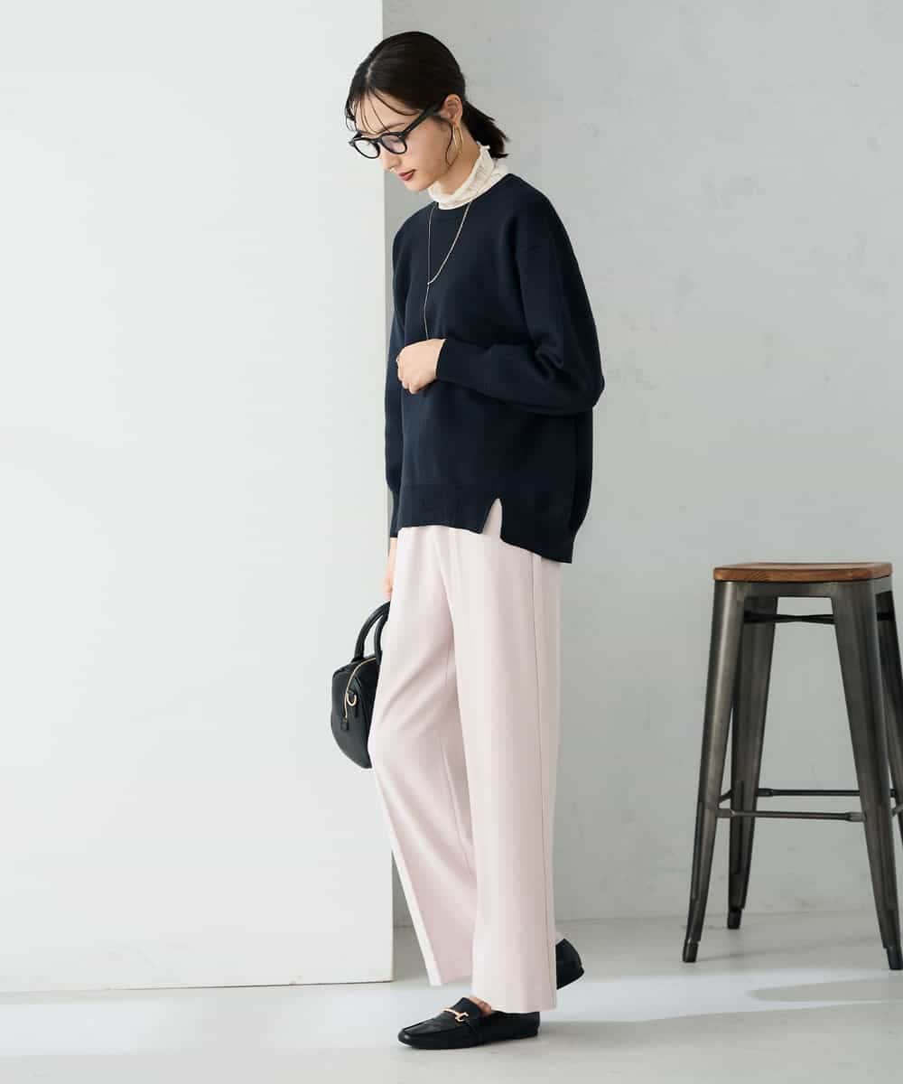 K2LAD15049 a.v.v(アー・ヴェ・ヴェ) 【イージーケア/洗える/ストレッチ】裏起毛美ラクるイージーワイドパンツ ピンク