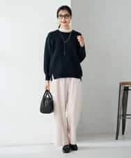 K2LAD15049 a.v.v(アー・ヴェ・ヴェ) 【イージーケア/洗える/ストレッチ】裏起毛美ラクるイージーワイドパンツ ピンク