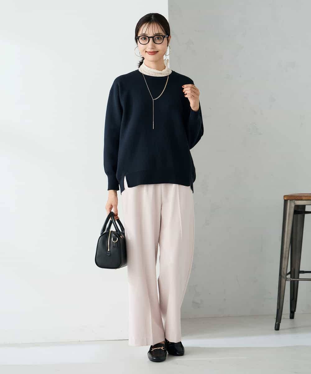 K2LAD15049 a.v.v(アー・ヴェ・ヴェ) 【イージーケア/洗える/ストレッチ】裏起毛美ラクるイージーワイドパンツ ピンク