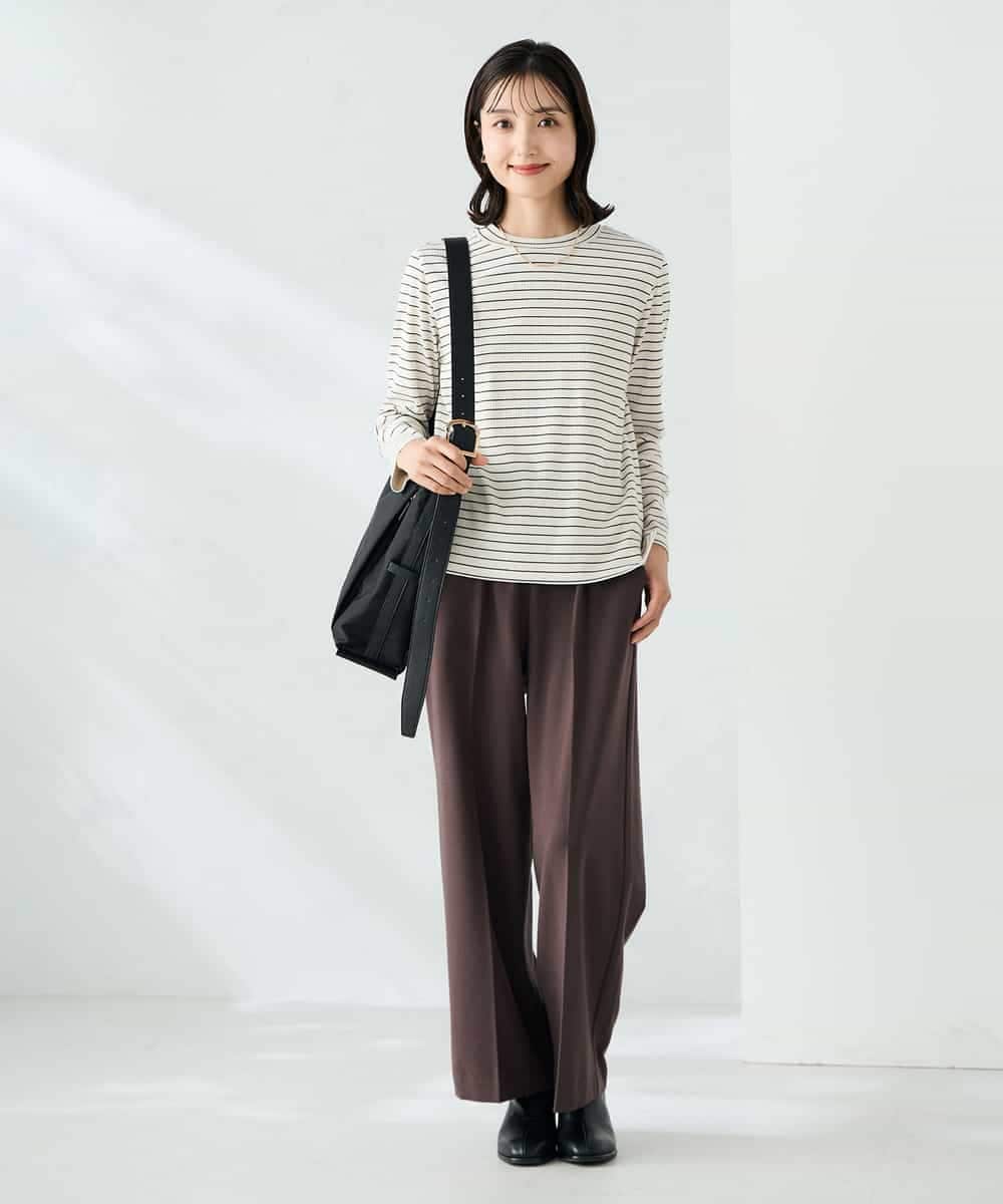 K2LAD15049 a.v.v(アー・ヴェ・ヴェ) 【イージーケア/洗える/ストレッチ】裏起毛美ラクるイージーワイドパンツ ピンク