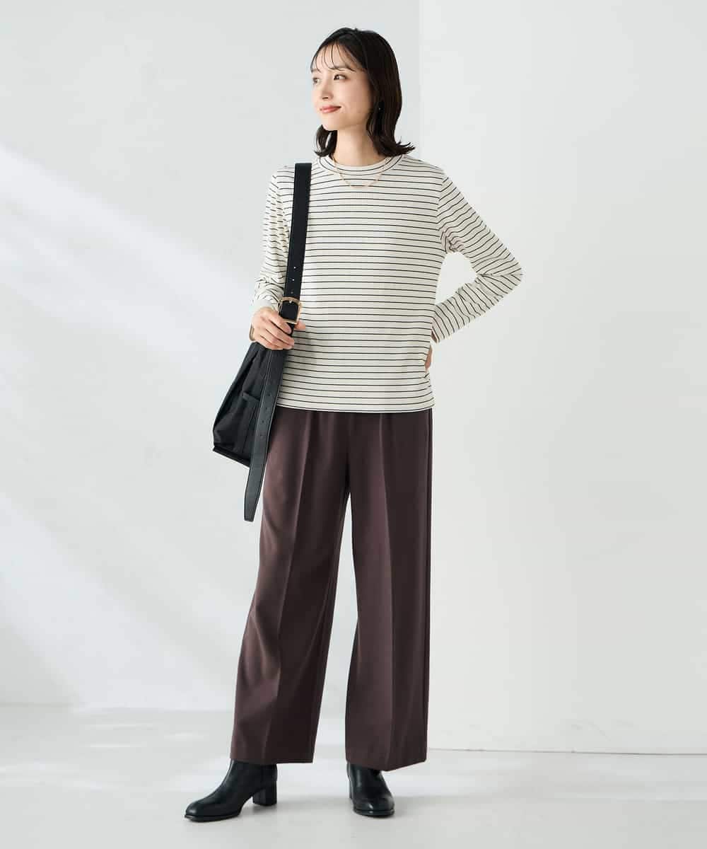 K2LAD15049 a.v.v(アー・ヴェ・ヴェ) 【イージーケア/洗える/ストレッチ】裏起毛美ラクるイージーワイドパンツ ピンク