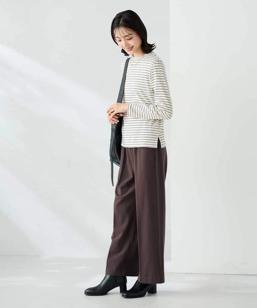 K2LAD15049 a.v.v(アー・ヴェ・ヴェ) 【イージーケア/洗える/ストレッチ】裏起毛美ラクるイージーワイドパンツ ピンク