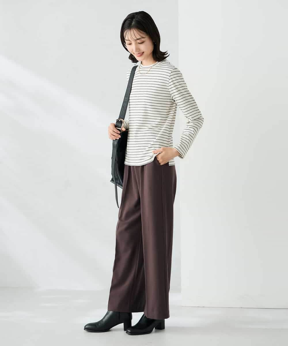 K2LAD15049 a.v.v(アー・ヴェ・ヴェ) 【イージーケア/洗える/ストレッチ】裏起毛美ラクるイージーワイドパンツ ピンク