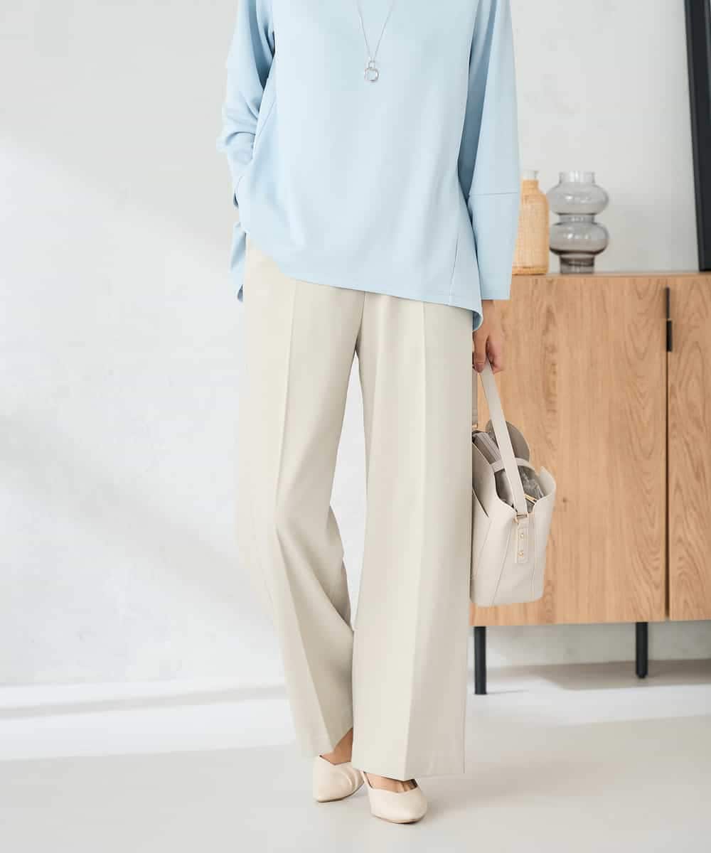 K2LAD15049 a.v.v(アー・ヴェ・ヴェ) 【イージーケア/洗える/ストレッチ】裏起毛美ラクるイージーワイドパンツ ピンク