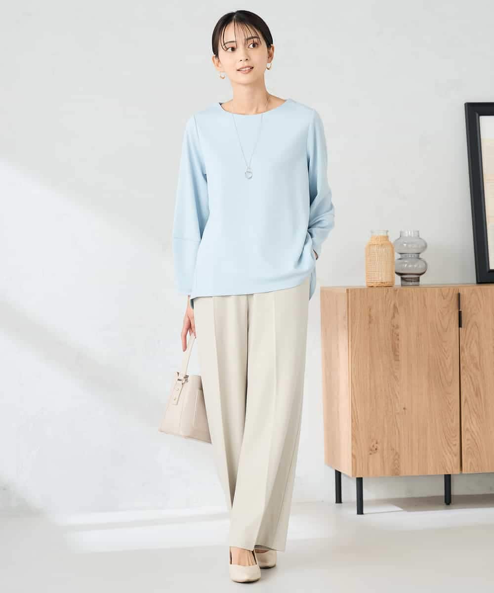 K2LAD15049 a.v.v(アー・ヴェ・ヴェ) 【イージーケア/洗える/ストレッチ】裏起毛美ラクるイージーワイドパンツ ピンク