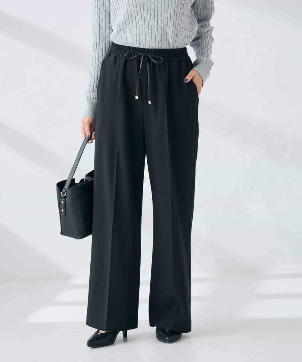 K2LAD15049 a.v.v(アー・ヴェ・ヴェ) 【イージーケア/洗える/ストレッチ】裏起毛美ラクるイージーワイドパンツ ピンク