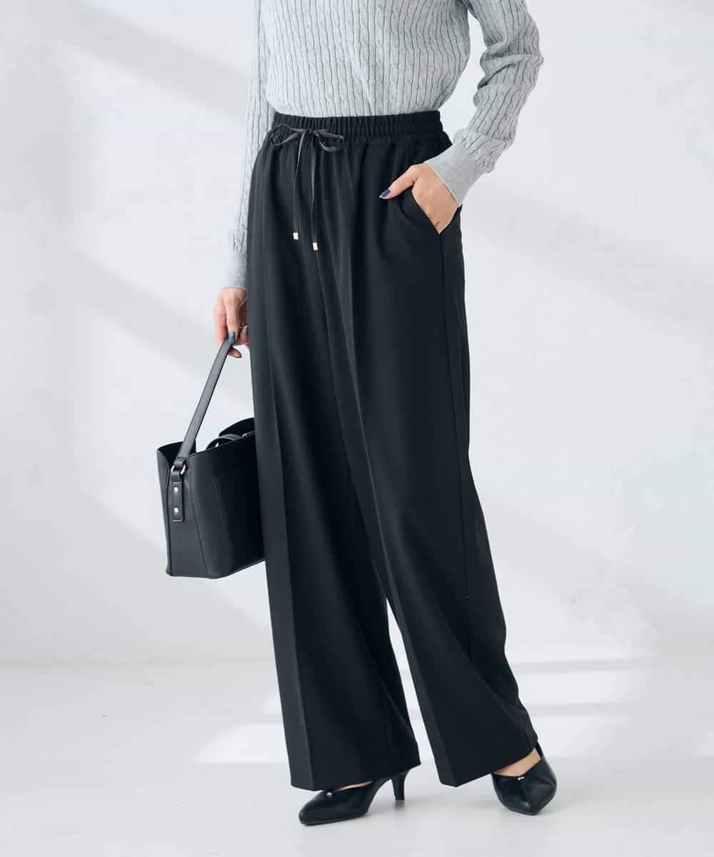 K2LAD15049 a.v.v(アー・ヴェ・ヴェ) 【イージーケア/洗える/ストレッチ】裏起毛美ラクるイージーワイドパンツ ピンク