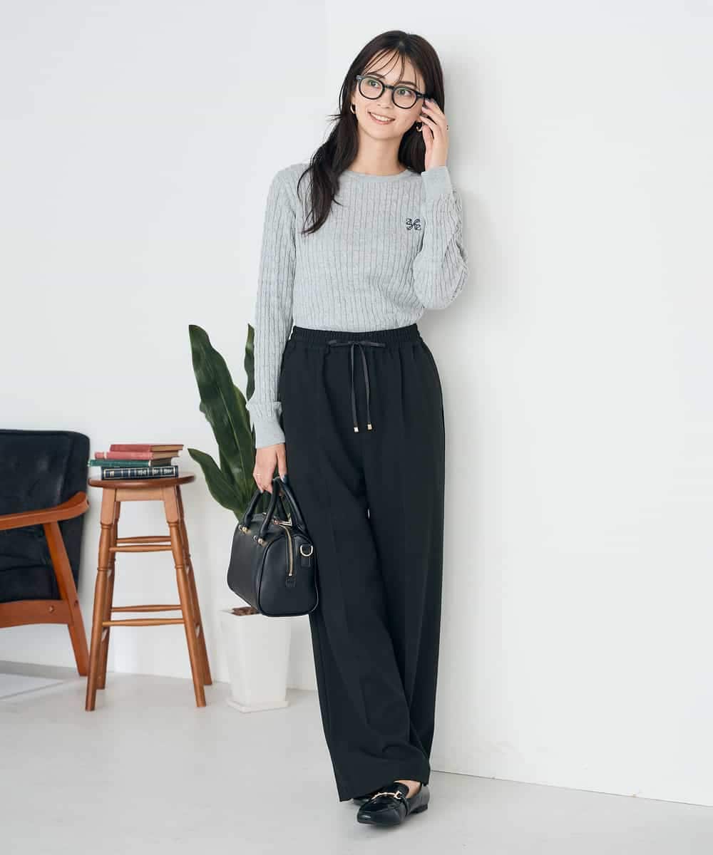 K2LAD15049 a.v.v(アー・ヴェ・ヴェ) 【イージーケア/洗える/ストレッチ】裏起毛美ラクるイージーワイドパンツ ピンク