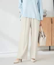 K2LAD15049 a.v.v(アー・ヴェ・ヴェ) 【イージーケア/洗える/ストレッチ】裏起毛美ラクるイージーワイドパンツ グレージュ