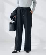 K2LAD15049 a.v.v(アー・ヴェ・ヴェ) 【イージーケア/洗える/ストレッチ】裏起毛美ラクるイージーワイドパンツ ブラック