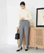 K2LAD16049 a.v.v(アー・ヴェ・ヴェ) 【イージーケア/洗える/ストレッチ】裏起毛美ラクるイージーストライプテーパードパンツ ストライプ