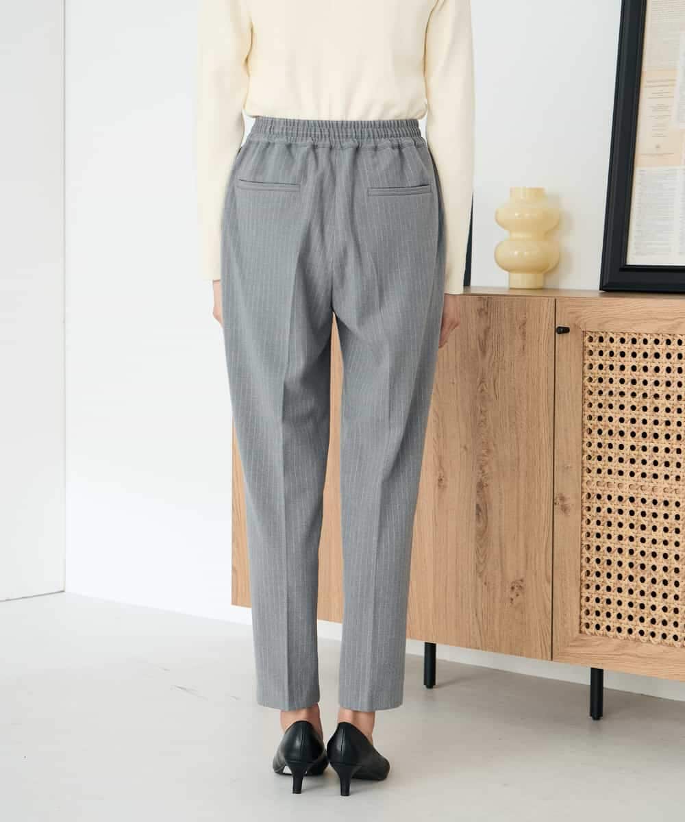 K2LAD16049 a.v.v(アー・ヴェ・ヴェ) 【イージーケア/洗える/ストレッチ】裏起毛美ラクるイージーストライプテーパードパンツ ストライプ