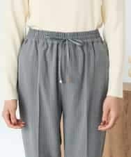 K2LAD16049 a.v.v(アー・ヴェ・ヴェ) 【イージーケア/洗える/ストレッチ】裏起毛美ラクるイージーストライプテーパードパンツ ストライプ