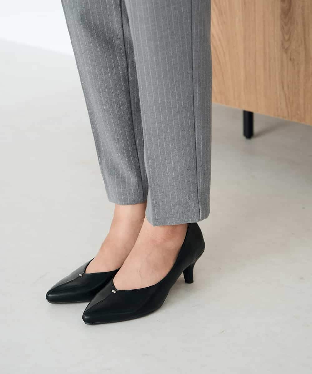 K2LAD16049 a.v.v(アー・ヴェ・ヴェ) 【イージーケア/洗える/ストレッチ】裏起毛美ラクるイージーストライプテーパードパンツ ストライプ