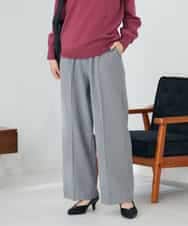 K2LAD17054 a.v.v(アー・ヴェ・ヴェ) 【イージーケア/洗える/ストレッチ】裏起毛美ラクるイージーストライプワイドパンツ ストライプ