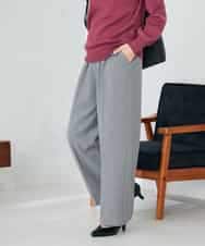 K2LAD17054 a.v.v(アー・ヴェ・ヴェ) 【イージーケア/洗える/ストレッチ】裏起毛美ラクるイージーストライプワイドパンツ ストライプ