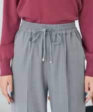 K2LAD17054 a.v.v(アー・ヴェ・ヴェ) 【イージーケア/洗える/ストレッチ】裏起毛美ラクるイージーストライプワイドパンツ ストライプ