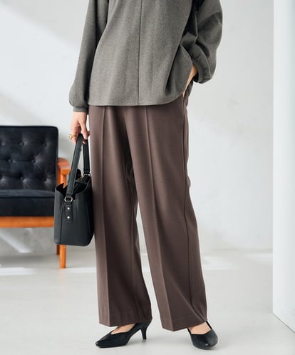 K2LAD18059 a.v.v 【イージーケア/洗える/ストレッチ】裏起毛美ラクるスッキリ見えストレートパンツ