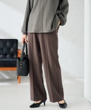 K2LAD18059 a.v.v(アー・ヴェ・ヴェ) 【イージーケア/洗える/ストレッチ】裏起毛美ラクるスッキリ見えストレートパンツ ブラウン