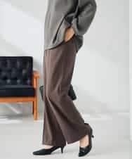 K2LAD18059 a.v.v(アー・ヴェ・ヴェ) 【イージーケア/洗える/ストレッチ】裏起毛美ラクるスッキリ見えストレートパンツ ブラウン