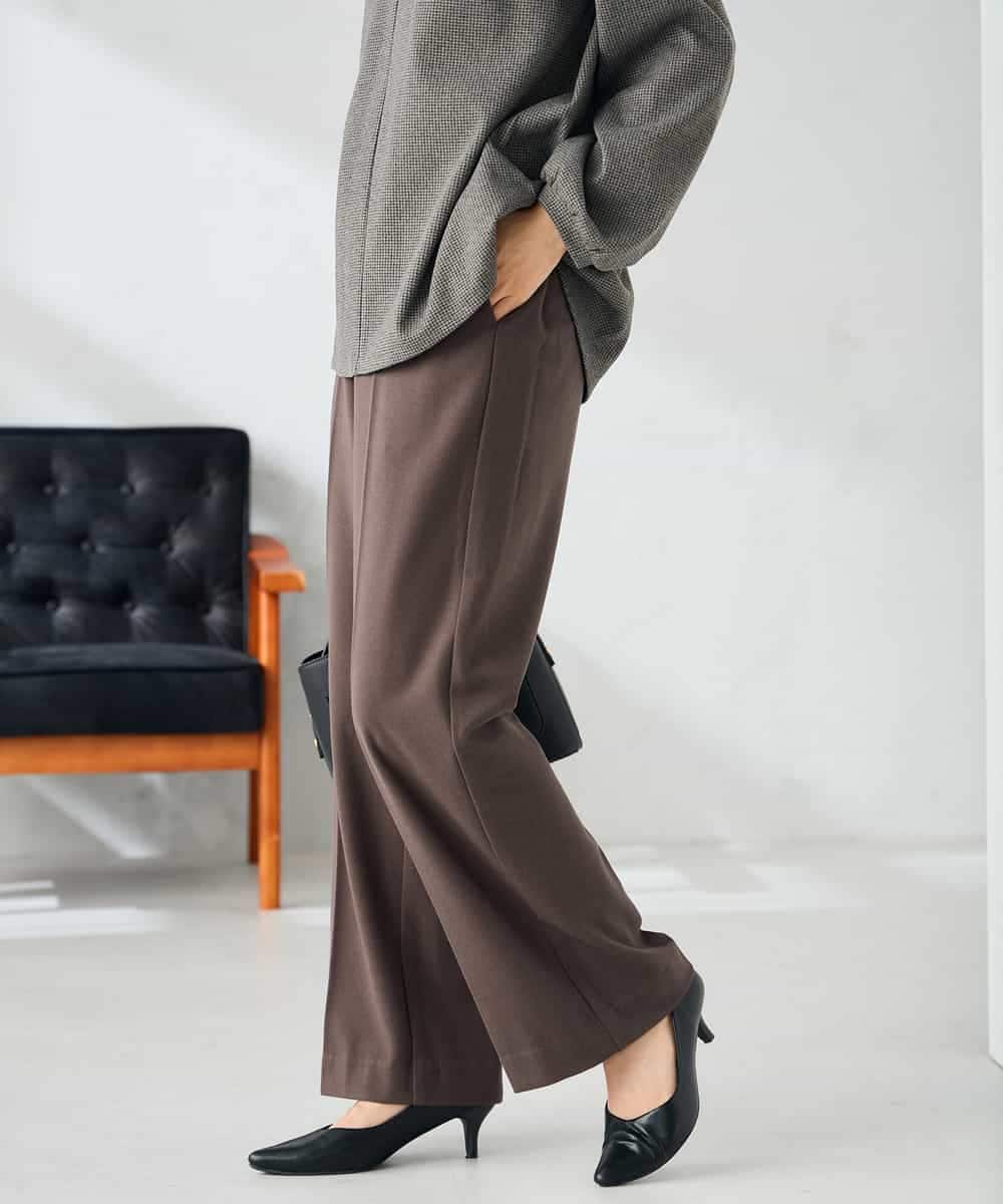 K2LAD18059 a.v.v(アー・ヴェ・ヴェ) 【イージーケア/洗える/ストレッチ】裏起毛美ラクるスッキリ見えストレートパンツ ブラウン