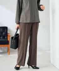 K2LAD18059 a.v.v(アー・ヴェ・ヴェ) 【イージーケア/洗える/ストレッチ】裏起毛美ラクるスッキリ見えストレートパンツ ブラウン