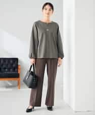 K2LAD18059 a.v.v(アー・ヴェ・ヴェ) 【イージーケア/洗える/ストレッチ】裏起毛美ラクるスッキリ見えストレートパンツ ブラウン