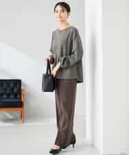 K2LAD18059 a.v.v(アー・ヴェ・ヴェ) 【イージーケア/洗える/ストレッチ】裏起毛美ラクるスッキリ見えストレートパンツ ブラウン