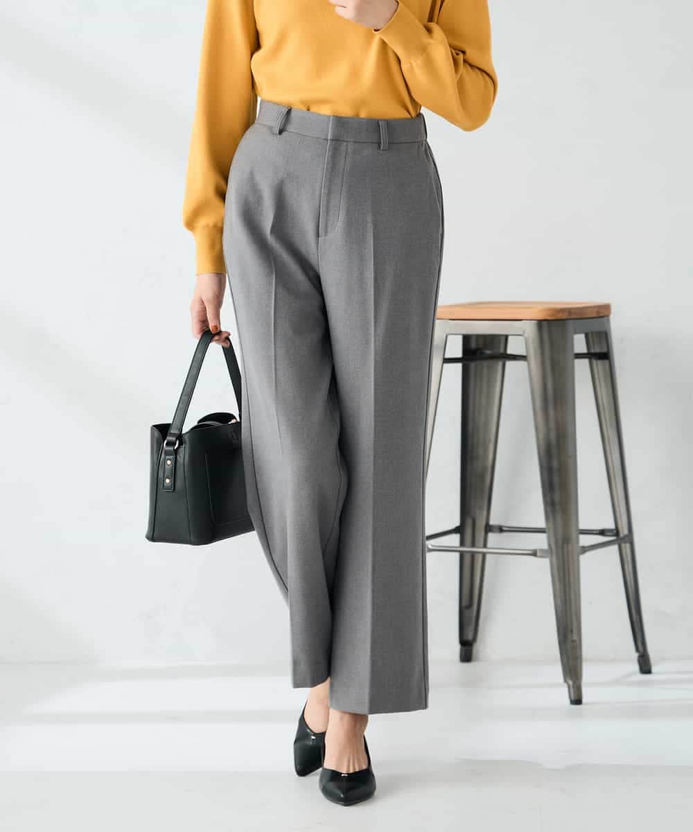 K2LAD18059 a.v.v(アー・ヴェ・ヴェ) 【イージーケア/洗える/ストレッチ】裏起毛美ラクるスッキリ見えストレートパンツ ブラウン