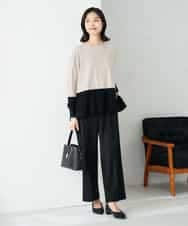 K2LAD18059 a.v.v(アー・ヴェ・ヴェ) 【イージーケア/洗える/ストレッチ】裏起毛美ラクるスッキリ見えストレートパンツ ブラウン